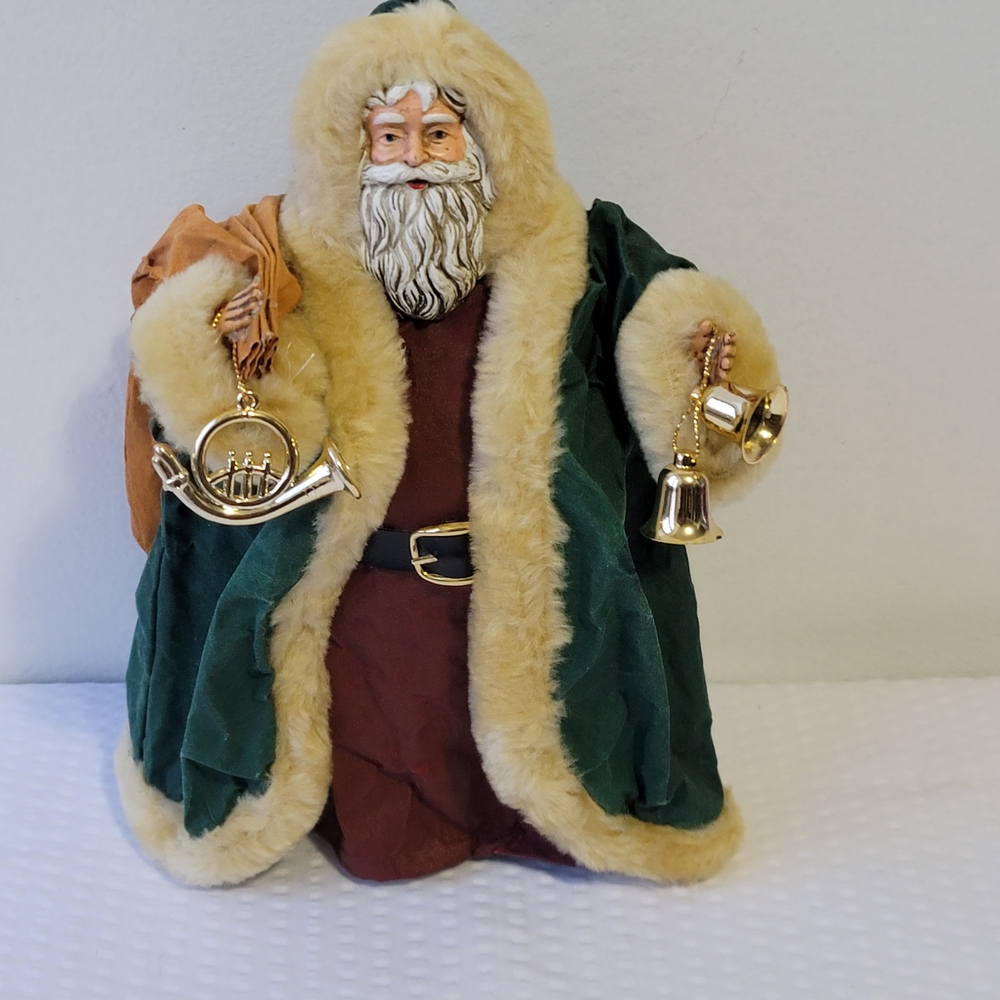 Santa Claus Figurine with Green and Gold Robe